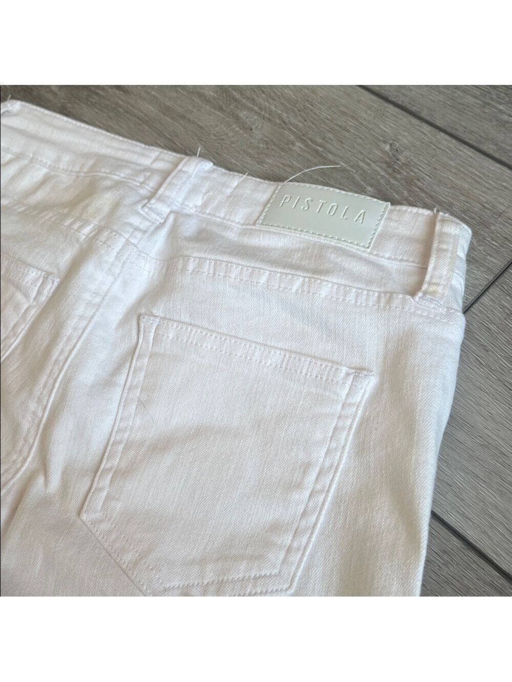 Pistola Marina flare flounce hem cropped Capri White Denim Jeans size 25 - Picture 7 of 8